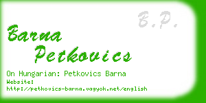 barna petkovics business card